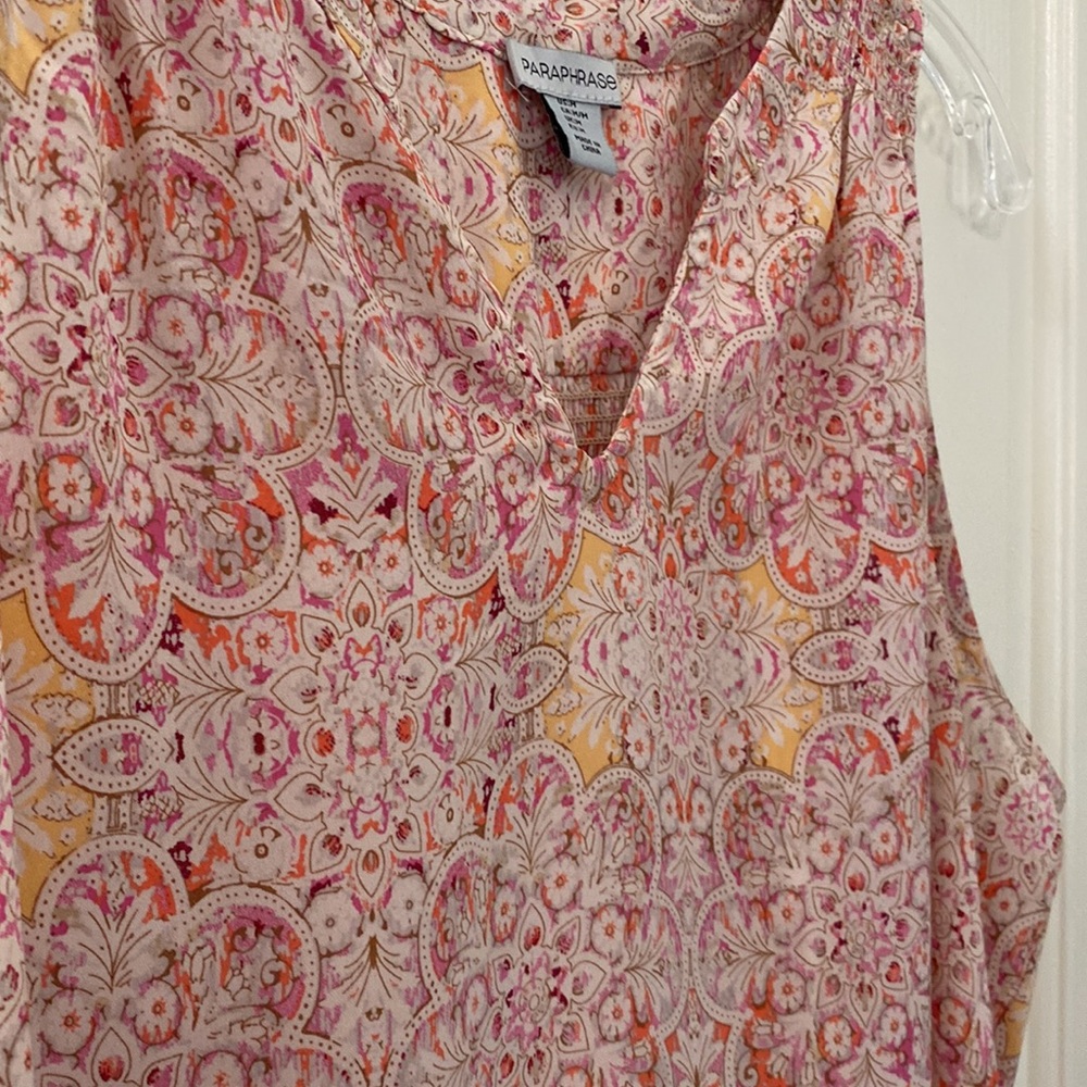 Paraphrase Multi Color Pattern Tank Top With V Cu… - image 6